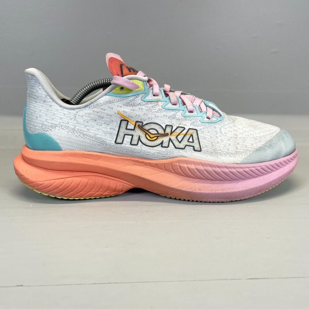 HOKA One One Mach 6 Running Shoes Youth Size 6.5 Multicolor Mesh Lace Up Sneaker